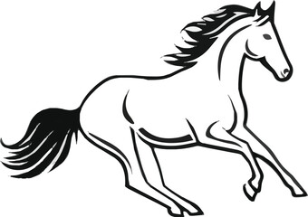 Create a kinds of deferent horse vector art  silhouette with white background.
