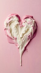 Heart-shaped design created with pink and white food coloring.