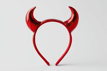 Red devil horns headband showcases playful design with glossy fi