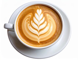 Top View Of Latte Art In White Cup