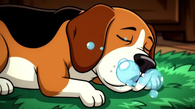 Sleeping Beagle Dog Dream Bubbles.