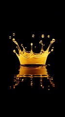 Golden liquid splash on black background.