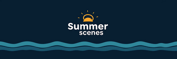 Summer scenes background with sun and waves vector illustration for seasonal designs and presentations use 100