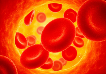 Unveiling the intricate dance of sanguine spheres: A 3D rendered glimpse into living internal crimson.