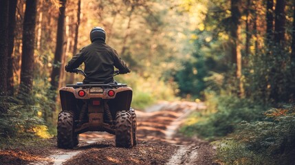 Adventurous spirit exploring forest trails on an all-terrain vehicle trip