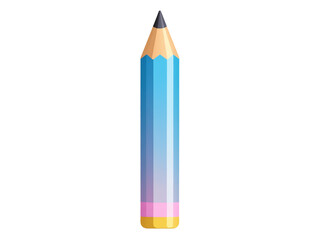 A gradient blue pencil with a pink base and sharpened tip, designed in a smooth, modern style. Ideal for creative drawing, sketching, and artistic projects.