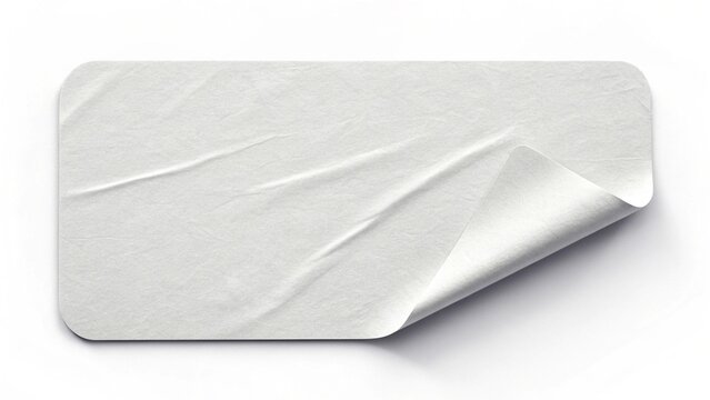 Wrinkled White Paper Sticker with Rolled Corner