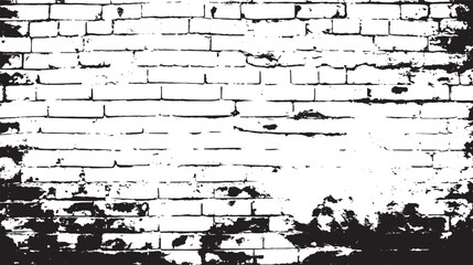 White brick wall with black grunge texture creating a high contrast abstract background image design