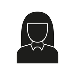 Female Professional Avatar Solid Icon. Businesswoman, Employee, And Office Worker Silhouette Symbol. Corporate Identity Design, Team Member Representation. Isolated Vector Illustration