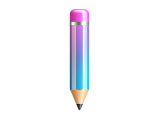 A colorful illustration of a pencil, showing its eraser, body, and point.