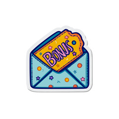 Fototapeta premium Bonus Envelope Sticker Icon, Colorful Outline, Transparent Background