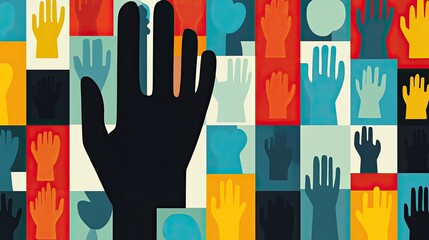 Colorful Abstract Pattern of Uplifted Hands