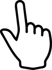 Minimalist Outline Hand Cursor Icon: Pointing Finger Gesture for Click, Selection, and User Interface Interaction Designs