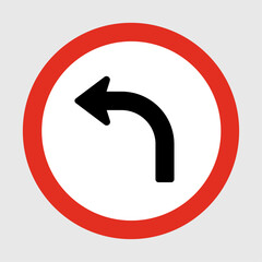 Left Turn Only – Mandatory Direction Traffic Sign Vector Icon