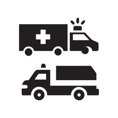Flat Ambulance Vector Icon – Emergency Medical Vehicle Illustration

