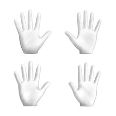 Obraz premium A collection of four illustrated hands, each presented in a different position, embodying various gestures. Perfect for accents in graphic design and communication.