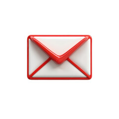 Red and White Glossy Email Icon Digital Communication Online Messaging on transparent background