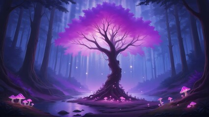 Fototapeta premium Fantasy Forest and Glowing Mushrooms Vol.