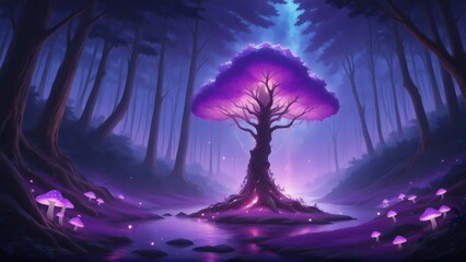 Fototapeta premium Fantasy Forest and Glowing Mushrooms Vol.61