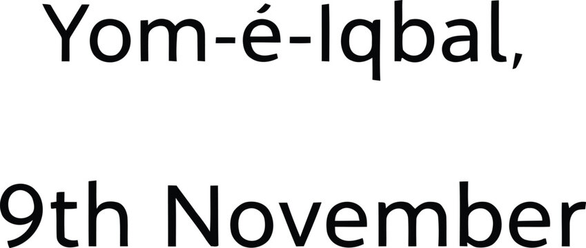 Yom-e-Iqbal — Silhouette Typography Featuring “Yom-é-Iqbal, 9th November” in Ornate Frame