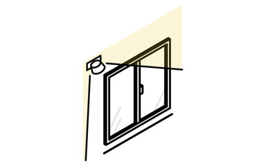 Sweeping windows with sensor lights, Crime Prevention and Home Security Isometric Icon