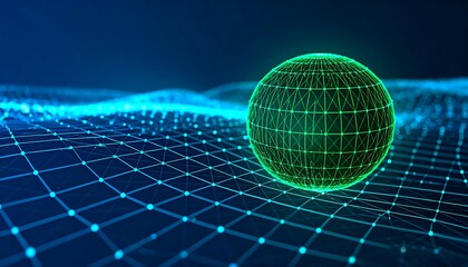 Abstract digital sphere on a grid network