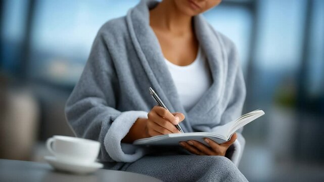 Patient writing in a journal for self-reflection and personal growth