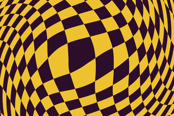 Wavy Checkered Illusion. High-resolution warped checkerboard pattern with a bold and dynamic...