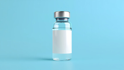 Medicine Vial on a Vibrant Blue Background, Representing Medical Research, Healthcare Solutions, and Global Vaccination Efforts.