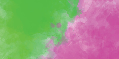 Abstract watercolor background depicting leading lines in gradient green and pink hues watercolor background.