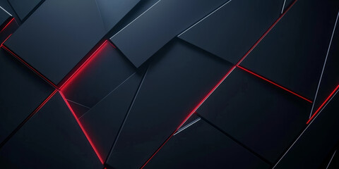 Black minimalist background with glowing blue and red lines and geometric symmetry