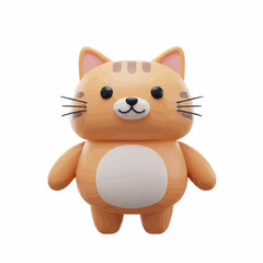 Naklejka premium Cute cartoon cat toy character isolated on white background 