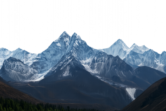 Himalayas on a transparent background. Snow-capped mountains - Powered by Adobe