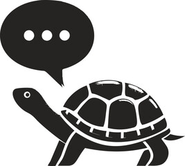 Silhouette of a talking turtle with speech bubble