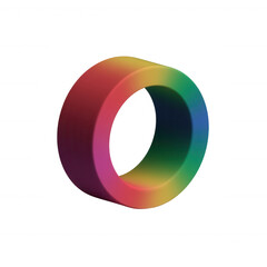 A vibrant, multicolored 3D ring design, showcasing a smooth gradient that blends hues seamlessly. Perfect for digital art, design projects, or creative concepts.