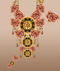 stock photo illustration golden mandala with flowers print on gradient background concept retro 