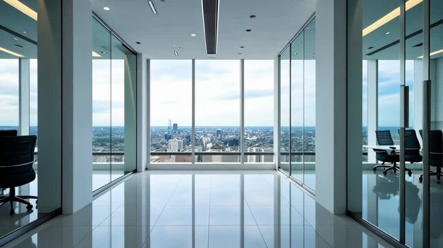 modern office space with minimalistic design and natural lighting, concept of workplace and architectural design, zoom in