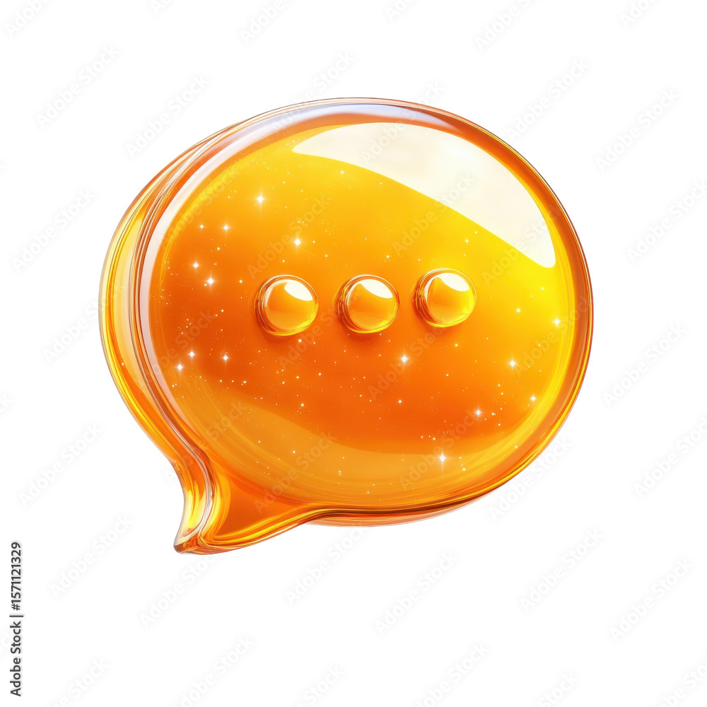 Poster glossy 3d message notification icon design chat bubble with dots on transparent background