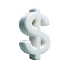 Fototapeta premium A white, three-dimensional dollar sign symbol isolated on a plain background, representing finance, savings, and investment.
