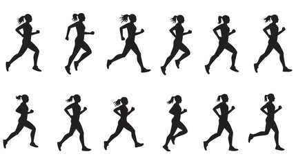 Women Running Silhouette Athlete Jogging Person Vector