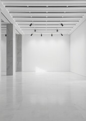 Fototapeta premium Blank white empty gallery space Empty room interior design architecture blank design room