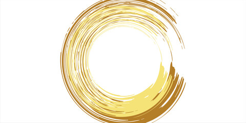 gold circle frame, hand-drawn golden circle, brush ornament.