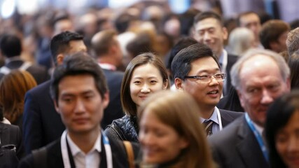 Global Representation An international crowd gathered at a business convention showcasing cultural diversity as professionals share experiences and insights in a global marketplace - Powered by Adobe