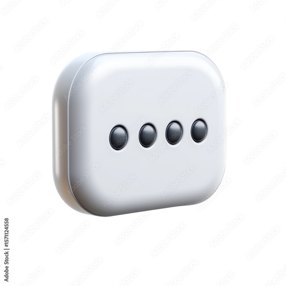 Poster Thinking Dots Message Bubble Indicator 3D Render Notification Waiting on transparent background