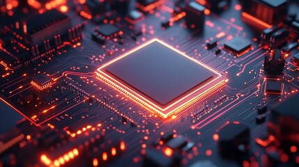Fototapeta premium Illuminated Circuit Board: The Heart of Modern Technology and Innovation