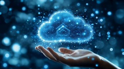 Cloud Computing Technology Concept with Hand Reaching for Data Storage