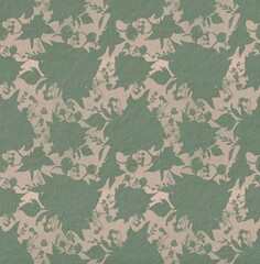 peony seamless pattern watercolor illustration green on beige