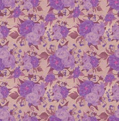 peony seamless pattern watercolor illustration violet beige