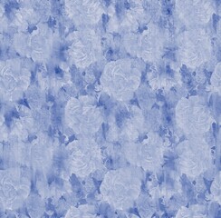 peony seamless pattern watercolor flowers botanical vintage illustration blue