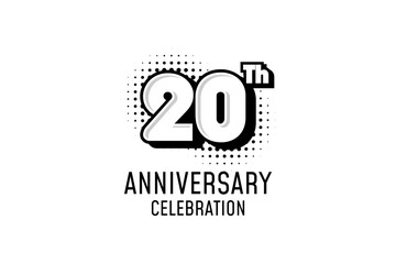 20 Anniversary Logotype Design in black and white color